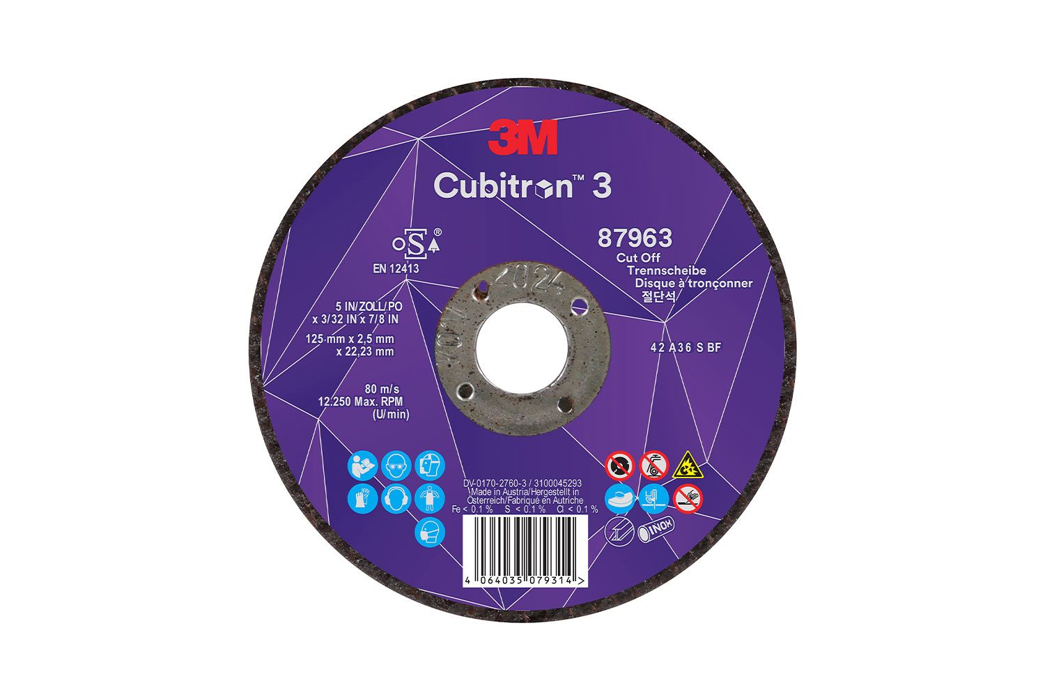 Cubitron 3 doorslijpschijf 125 X 2,5 X 22,23 T42 36+