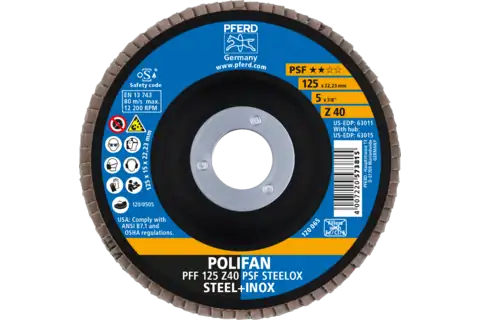 Pferd Lamellenschijf Z40 125mm Polifan PFF PSF Steelox