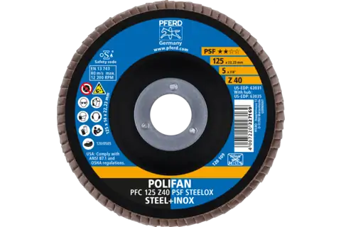 Pferd Lamellenschijf Z40 125mm Polifan PSF Steelox zirkoniumkorund