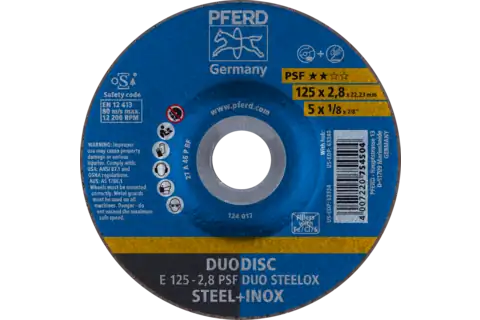 Doorslijpschijf DUODISC E 125 X 2,8 X 22,23 PSF DUO STEELOX