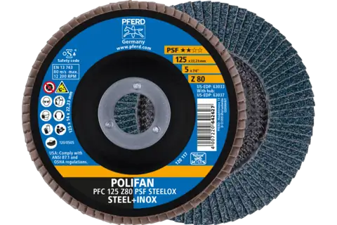 Lamellenschijf Z80 125mm Polifan PSF Steelox zirkoniumkorund